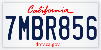 CA license plate 7MBR856