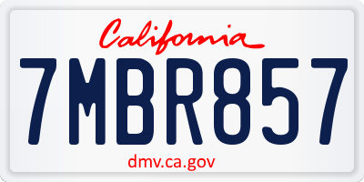 CA license plate 7MBR857