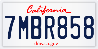 CA license plate 7MBR858