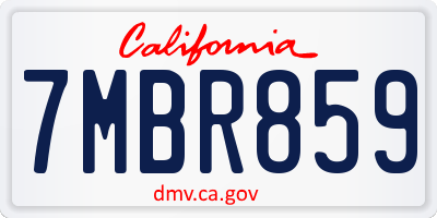 CA license plate 7MBR859