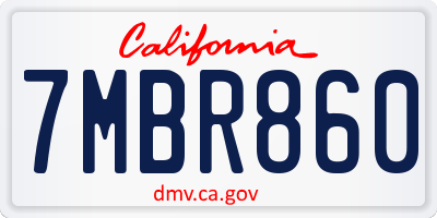 CA license plate 7MBR860