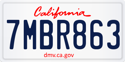 CA license plate 7MBR863