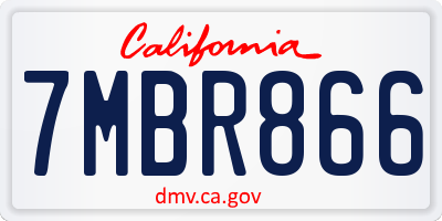 CA license plate 7MBR866