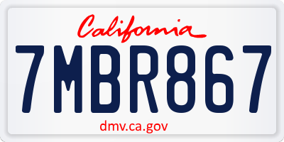 CA license plate 7MBR867