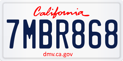 CA license plate 7MBR868