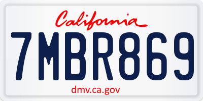 CA license plate 7MBR869