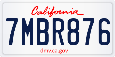 CA license plate 7MBR876