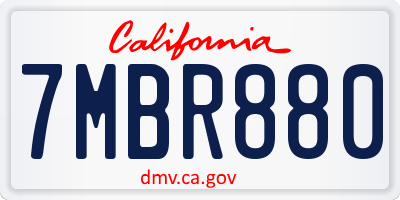 CA license plate 7MBR880