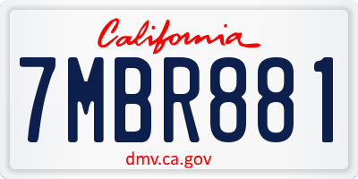CA license plate 7MBR881