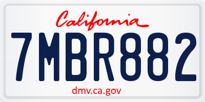 CA license plate 7MBR882