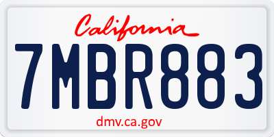 CA license plate 7MBR883