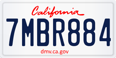 CA license plate 7MBR884