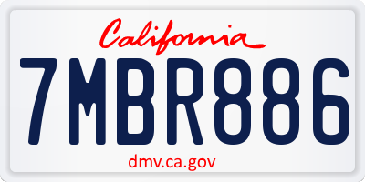 CA license plate 7MBR886