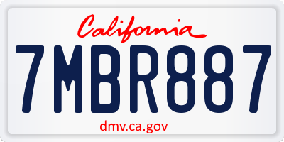CA license plate 7MBR887