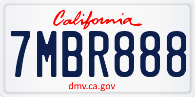 CA license plate 7MBR888