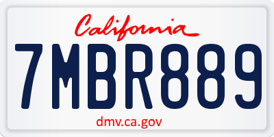 CA license plate 7MBR889