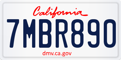 CA license plate 7MBR890