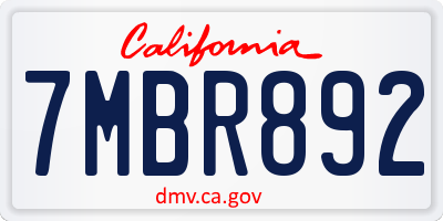 CA license plate 7MBR892