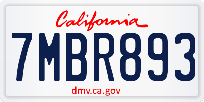CA license plate 7MBR893