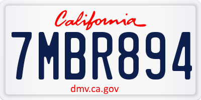 CA license plate 7MBR894