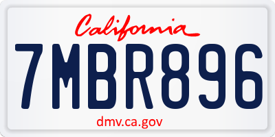 CA license plate 7MBR896