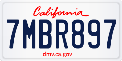CA license plate 7MBR897