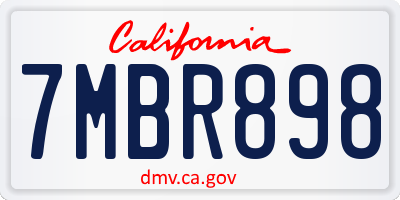 CA license plate 7MBR898