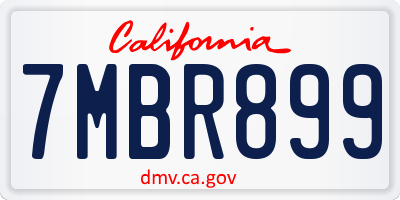 CA license plate 7MBR899
