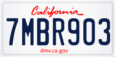 CA license plate 7MBR903