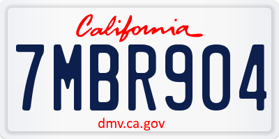 CA license plate 7MBR904