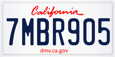 CA license plate 7MBR905