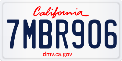 CA license plate 7MBR906