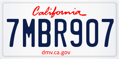 CA license plate 7MBR907