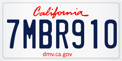 CA license plate 7MBR910