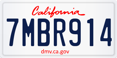 CA license plate 7MBR914