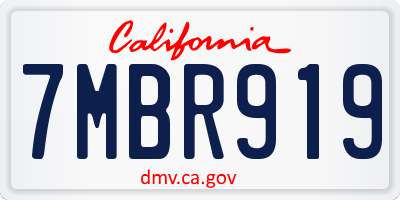 CA license plate 7MBR919