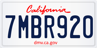 CA license plate 7MBR920