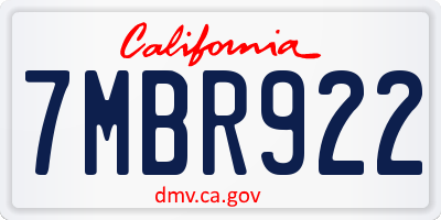 CA license plate 7MBR922