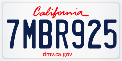 CA license plate 7MBR925