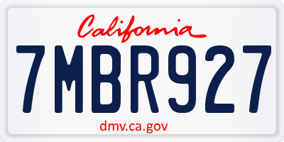 CA license plate 7MBR927