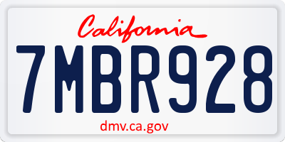CA license plate 7MBR928