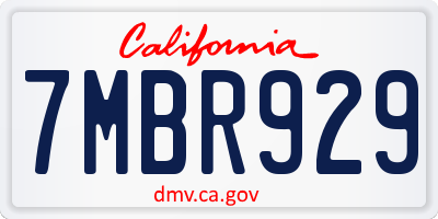CA license plate 7MBR929