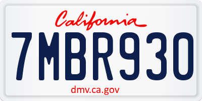 CA license plate 7MBR930