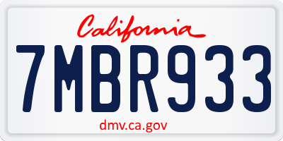 CA license plate 7MBR933
