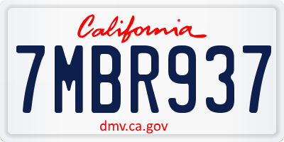 CA license plate 7MBR937