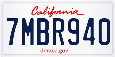 CA license plate 7MBR940