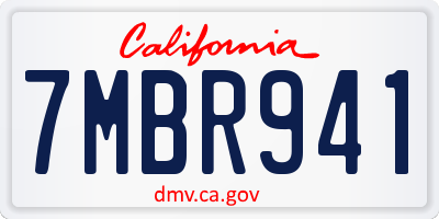 CA license plate 7MBR941