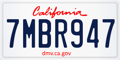 CA license plate 7MBR947