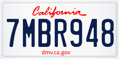 CA license plate 7MBR948