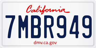 CA license plate 7MBR949